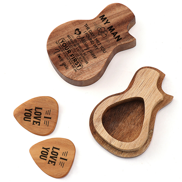 Personalizowany grawerowany orzech drewniany pick Dropshipping HHT016 dla miłośników gitar - Wianko - 90