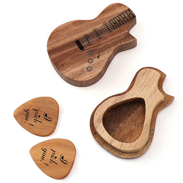 Personalizowany grawerowany orzech drewniany pick Dropshipping HHT016 dla miłośników gitar - Wianko - 2