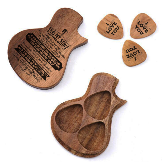 Personalizowany grawerowany orzech drewniany pick Dropshipping HHT016 dla miłośników gitar - Wianko - 59