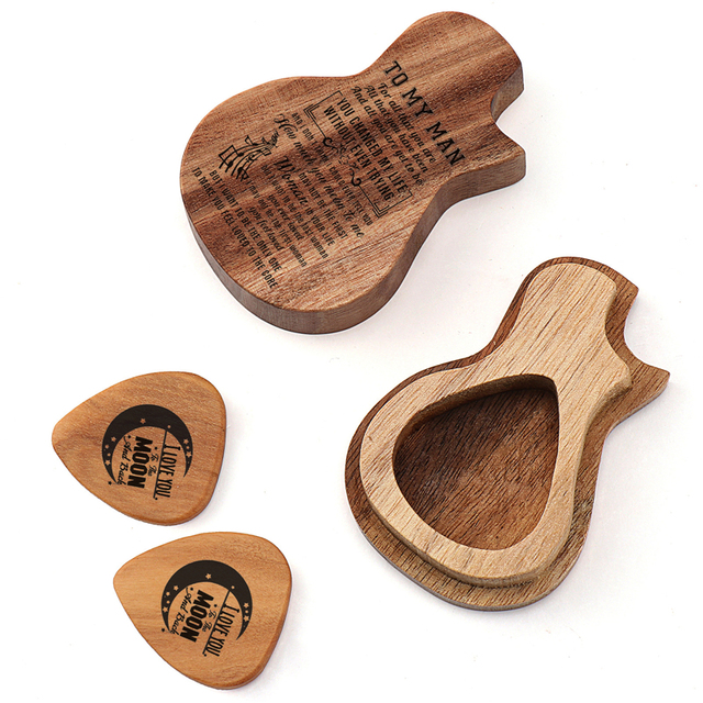 Personalizowany grawerowany orzech drewniany pick Dropshipping HHT016 dla miłośników gitar - Wianko - 78