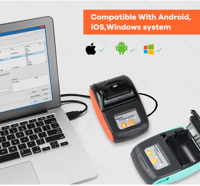 GOOJPRT 58mm Mini przenośna drukarka termiczna bezprzewodowa PT-210 z Bluetooth dla Windows Android iOS - Wianko - 6
