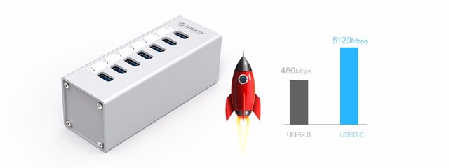 ORICO A3H7: Nowy, szybki aluminium USB3.0 rozgałęźnik Hub 7-Port USB 3.0 Hub - Wianko - 3