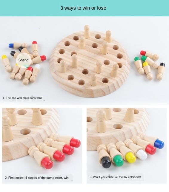 Drewniany mecz kij szachy - zabawa, gra, puzzle - edukacyjne dzieci - Wianko - 7