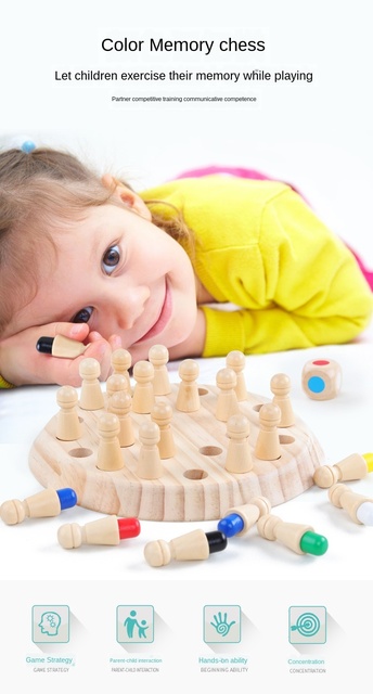 Drewniany mecz kij szachy - zabawa, gra, puzzle - edukacyjne dzieci - Wianko - 1