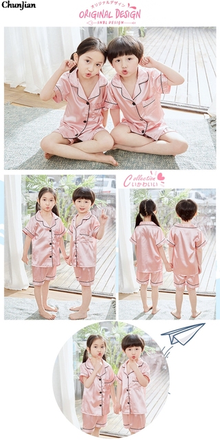 Zestaw 2 sztuk letnich piżam satynowych dla dziewczynek 3-14 lat - Wianko - 33