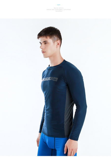 Męski strój do pływania z ochroną UV, długim rękawem i wysypką, idealny na plażę, do surfowania i nurkowania - obcisły top sportowy - Wianko - 12