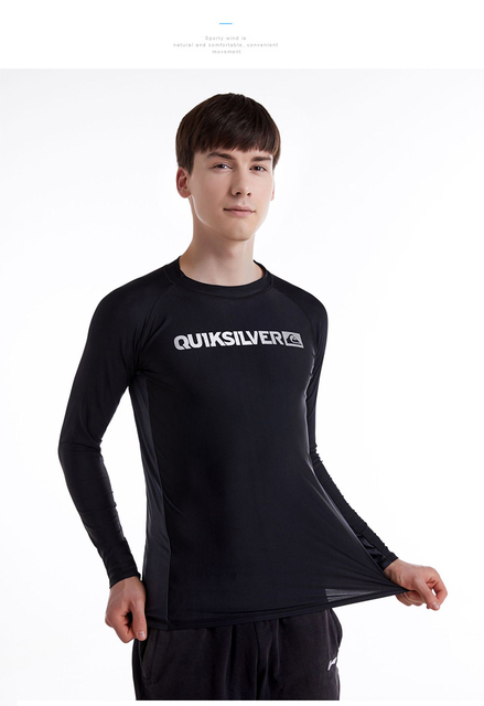 Męski strój do pływania z ochroną UV, długim rękawem i wysypką, idealny na plażę, do surfowania i nurkowania - obcisły top sportowy - Wianko - 20