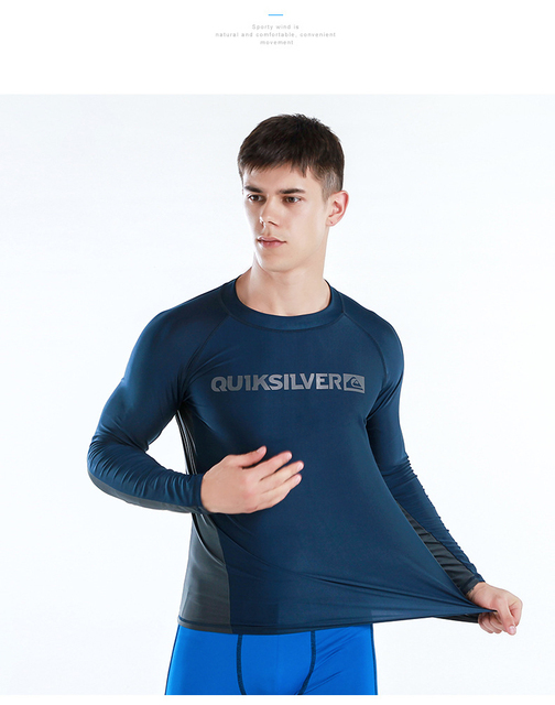 Męski strój do pływania z ochroną UV, długim rękawem i wysypką, idealny na plażę, do surfowania i nurkowania - obcisły top sportowy - Wianko - 14