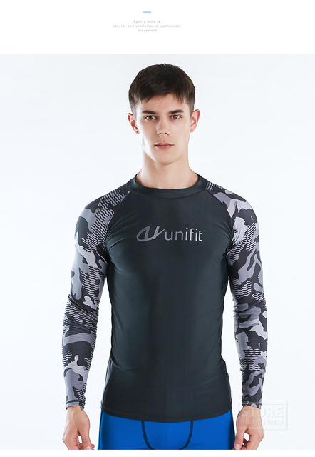 Męski strój do pływania z ochroną UV, długim rękawem i wysypką, idealny na plażę, do surfowania i nurkowania - obcisły top sportowy - Wianko - 24
