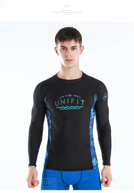 Męski strój do pływania z ochroną UV, długim rękawem i wysypką, idealny na plażę, do surfowania i nurkowania - obcisły top sportowy - Wianko - 21