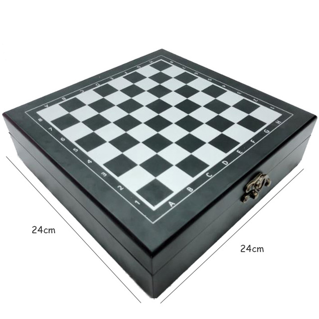 Składane drewniane szachy 4w1 z filcową planszą 24cm * 24cm - prezent dla dzieci i dorosłych - Wianko - 4