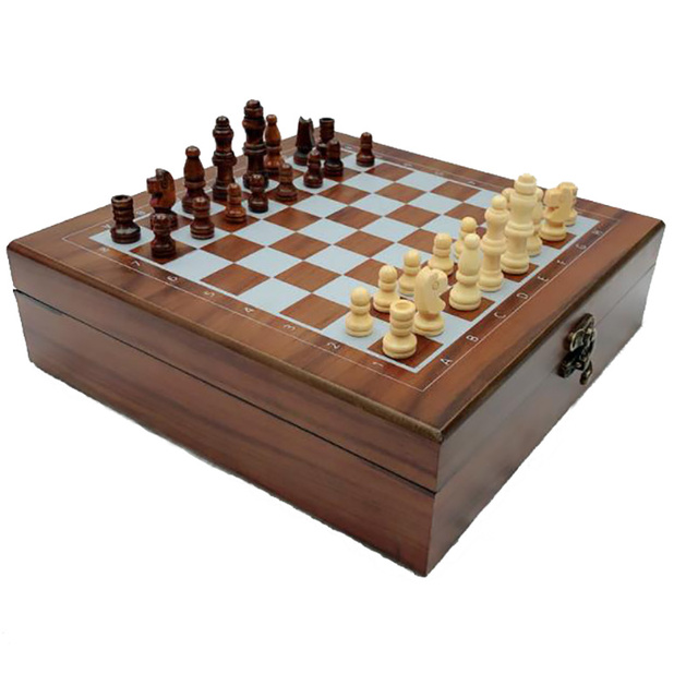 Składane drewniane szachy 4w1 z filcową planszą 24cm * 24cm - prezent dla dzieci i dorosłych - Wianko - 5