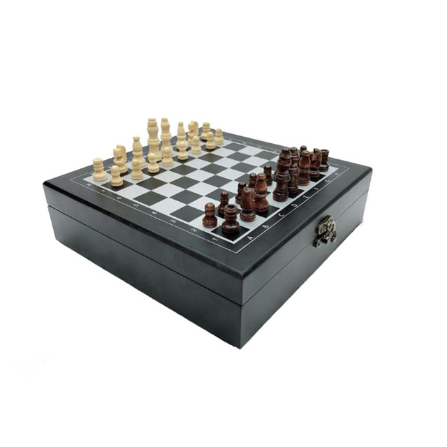 Składane drewniane szachy 4w1 z filcową planszą 24cm * 24cm - prezent dla dzieci i dorosłych - Wianko - 6