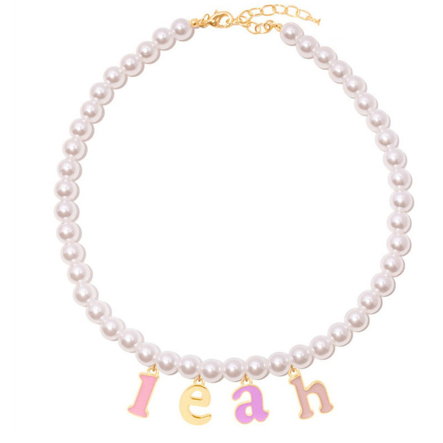 Niestandardowy naszyjnik koloru perła z listowym wisiorkiem, personalizowany, biżuteria dla kobiet jako prezent bożonarodzeniowy - Wianko - 5