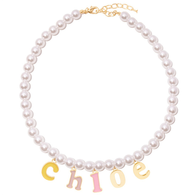 Niestandardowy naszyjnik koloru perła z listowym wisiorkiem, personalizowany, biżuteria dla kobiet jako prezent bożonarodzeniowy - Wianko - 6