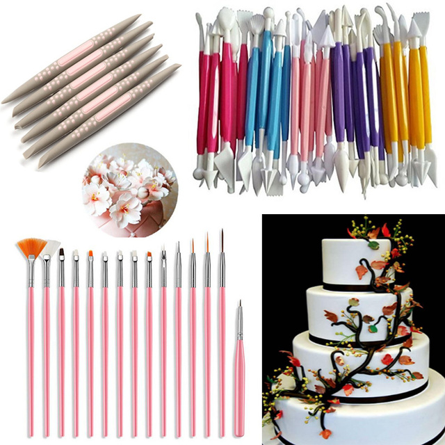 Narzędzia do modelowania ciasta kwiatowego (3/4/6/7/8/14/15 sztuk) dla dekoracji i malowania lukrem i Sugarcraft - Wianko - 11