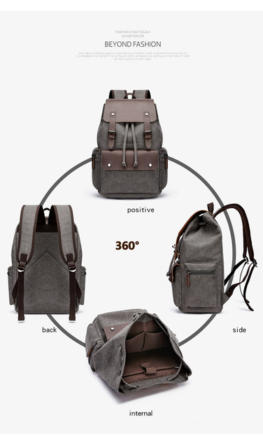 Plecak płócienny w stylu vintage - nowość 2022, idealny na laptopa i do szkoły, dla mężczyzn, duża pojemność - Wianko - 6