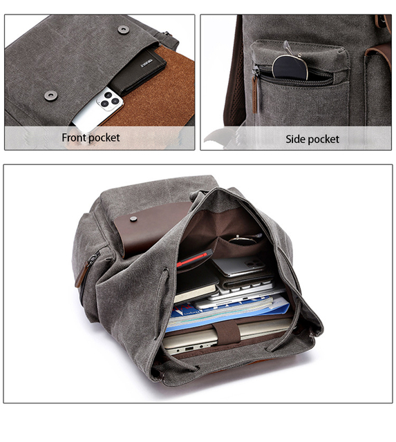 Plecak płócienny w stylu vintage - nowość 2022, idealny na laptopa i do szkoły, dla mężczyzn, duża pojemność - Wianko - 20