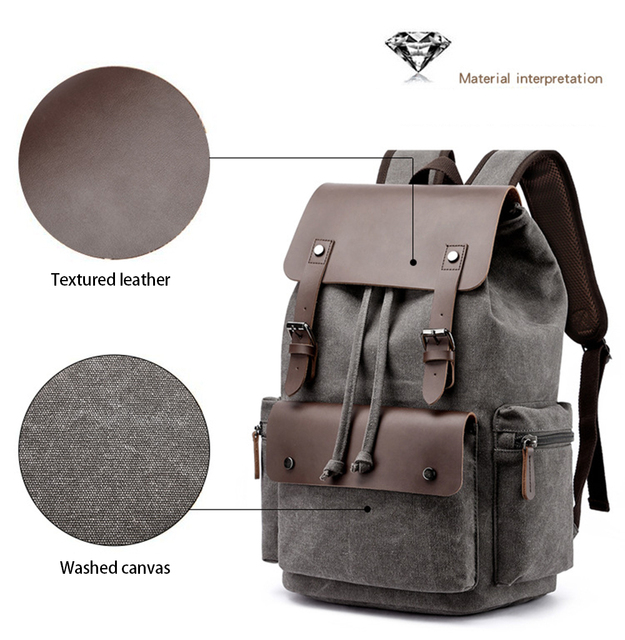 Plecak płócienny w stylu vintage - nowość 2022, idealny na laptopa i do szkoły, dla mężczyzn, duża pojemność - Wianko - 5