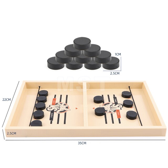 Gra planszowa Podwójna bitwa - szybka chusta Puck - interaktywna zabawka drewniana dla całej rodziny - Wianko - 9