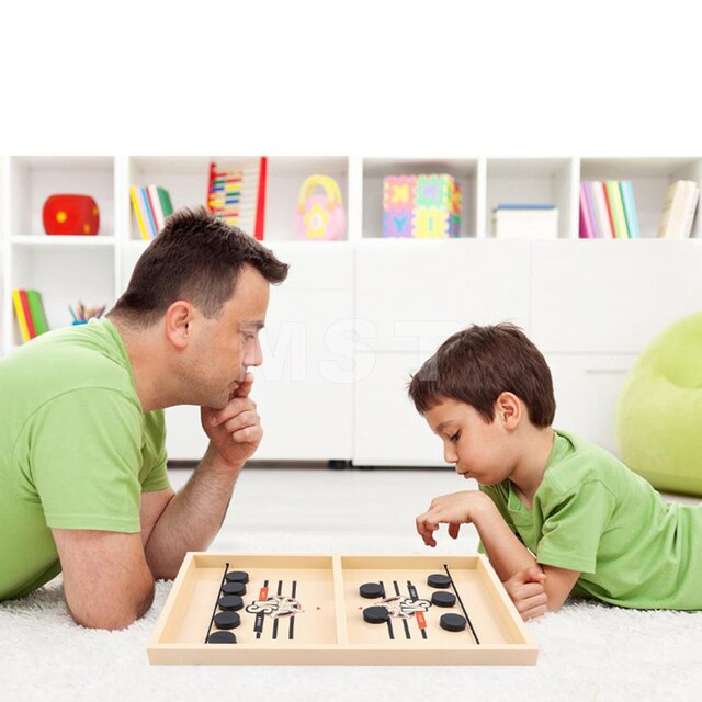 Gra planszowa Podwójna bitwa - szybka chusta Puck - interaktywna zabawka drewniana dla całej rodziny - Wianko - 6