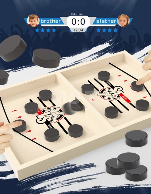 Gra planszowa Podwójna bitwa - szybka chusta Puck - interaktywna zabawka drewniana dla całej rodziny - Wianko - 1