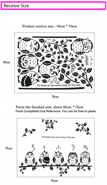 Naklejki ścienne Cartoon sowy z motywem drzewa dla dzieci - winylowa dekoracja do pokoju, zdejmowane naklejki ze zwierzętami - Wianko - 1