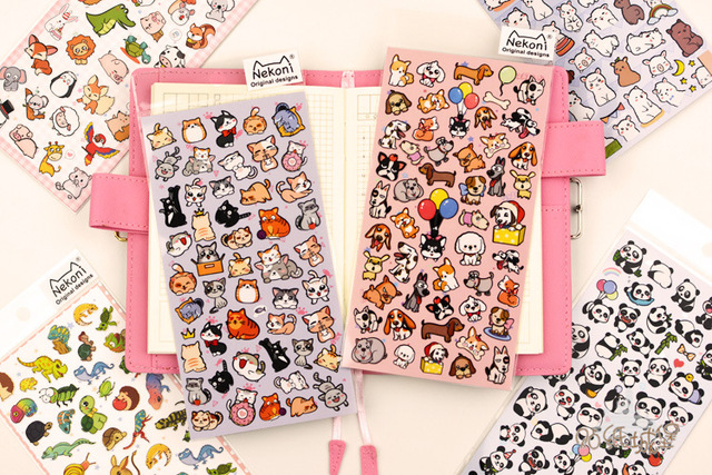 Naklejki dekoracyjne Nekoni Panda Shiba alpaki Scrapbooking DIY - Wianko - 1