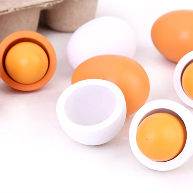 Drewniane symulacyjne jajka kuchenne dla dzieci - zestaw 6 sztuk - Wianko - 12