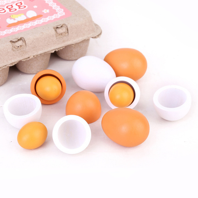 Drewniane symulacyjne jajka kuchenne dla dzieci - zestaw 6 sztuk - Wianko - 9