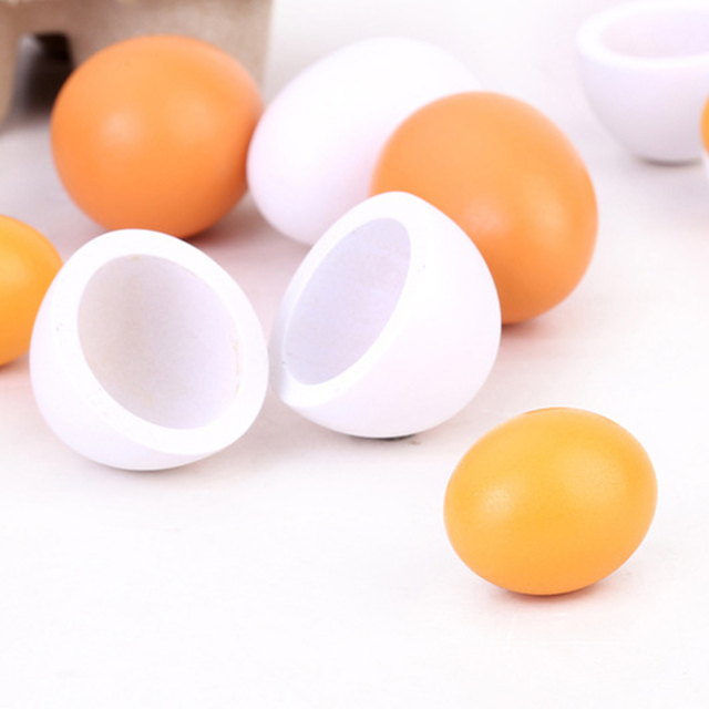 Drewniane symulacyjne jajka kuchenne dla dzieci - zestaw 6 sztuk - Wianko - 11