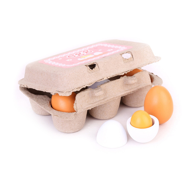 Drewniane symulacyjne jajka kuchenne dla dzieci - zestaw 6 sztuk - Wianko - 6