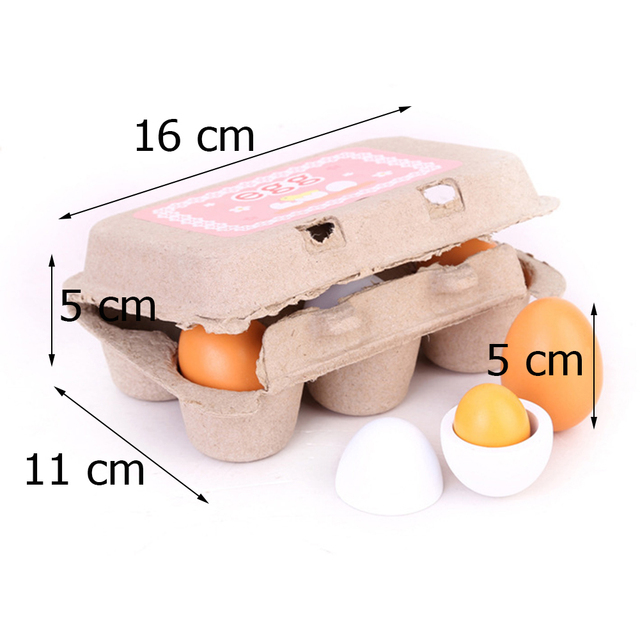 Drewniane symulacyjne jajka kuchenne dla dzieci - zestaw 6 sztuk - Wianko - 14