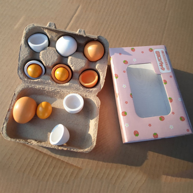 Drewniane symulacyjne jajka kuchenne dla dzieci - zestaw 6 sztuk - Wianko - 4