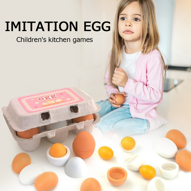 Drewniane symulacyjne jajka kuchenne dla dzieci - zestaw 6 sztuk - Wianko - 2