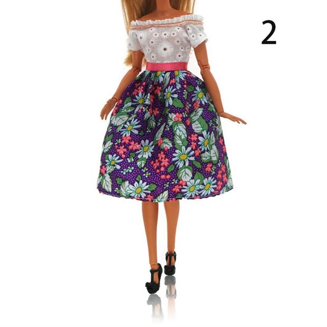 Najnowsza sukienka Barbie z kolekcji 2021 - modna i ręcznie szyta odzież o długości 30cm dla lalek, idealna jako prezent DIY - Wianko - 2