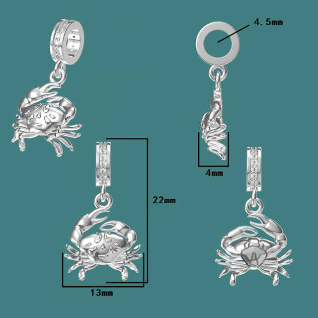 Krab wisiorek z koralikami Pandora na bransoletkę - moda lato morze 925 srebro dla kobiet - Wianko - 39