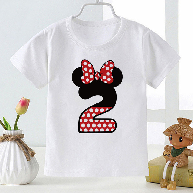Koszula dla chłopców i dziewczynek z motywem kreskówkowym Disney Myszka Minnie z numerami od 0 do 9 dla dzieci - Top T-shirt Harajuku Baby - Wianko - 2