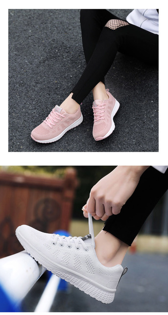 Kobiety buty mieszkania casualowe sznurówki oddychająca Mesh - buty sportowe na gumowej podeszwie - Wianko - 9