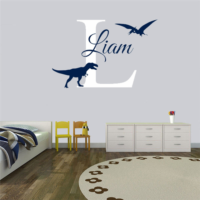 Naklejka ścienno-personalizowana Dinozaur z Twoim imieniem- idealna dekoracja do pokoju chłopców w stylu dinozaurów W-147 - Wianko - 8