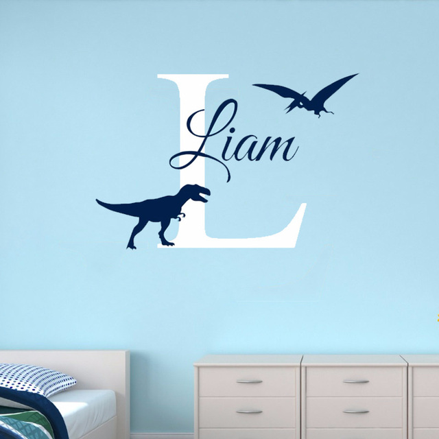 Naklejka ścienno-personalizowana Dinozaur z Twoim imieniem- idealna dekoracja do pokoju chłopców w stylu dinozaurów W-147 - Wianko - 7