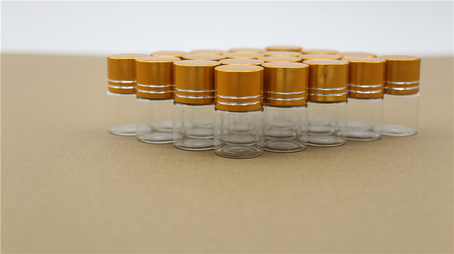 100 sztuk/partia Małe szklane butelki 22*35mm 7ml z złotym plastikowym korkiem - Wianko - 3