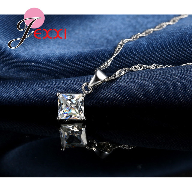 Zestaw biżuterii dla kobiet: naszyjnik i kolczyki z kryształami CZ na srebrnym wisiorku 925 - Wianko - 5