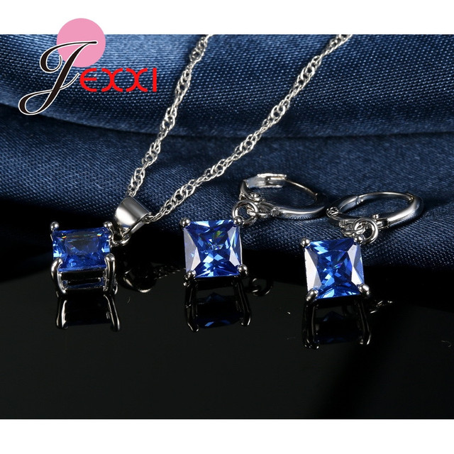 Zestaw biżuterii dla kobiet: naszyjnik i kolczyki z kryształami CZ na srebrnym wisiorku 925 - Wianko - 20