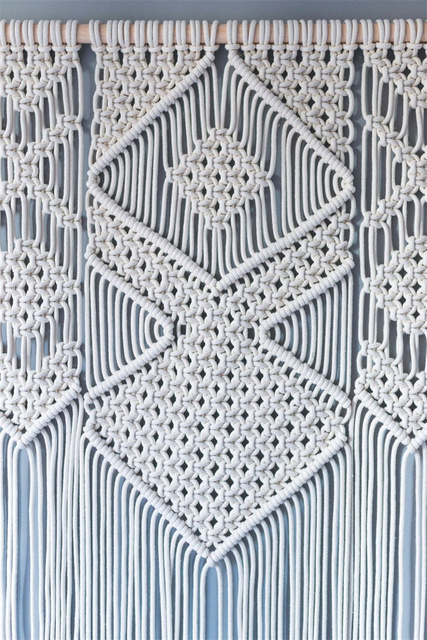 Duży gobelin Macrame Tapestry 100x110CM w stylu Boho - ręcznie tkana z frędzlami - dekoracja ściany wewnętrznej - bawełna len i pielenie tła - Wianko - 10