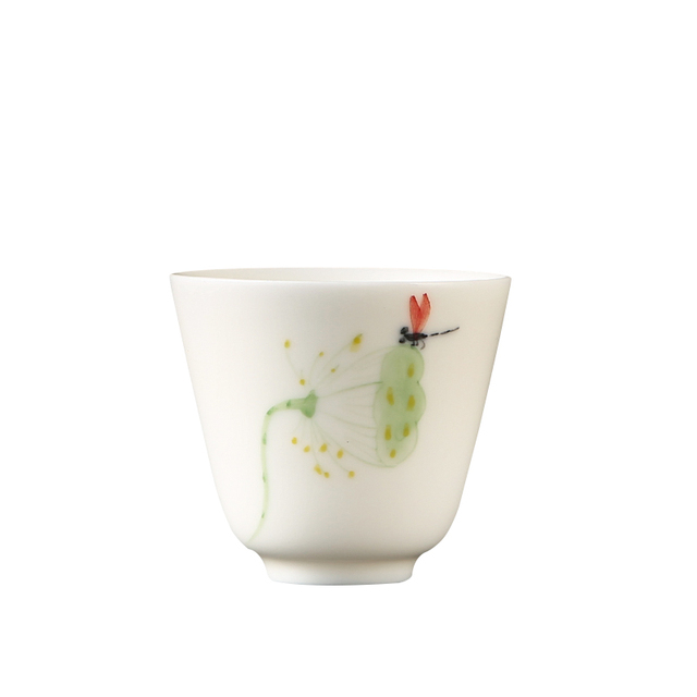 Chiński zestaw ceramiki do herbaty - ręcznie malowane suet jade, 4 sztuki, pojedyncze kubki o pojemności 65ml - Wianko - 8