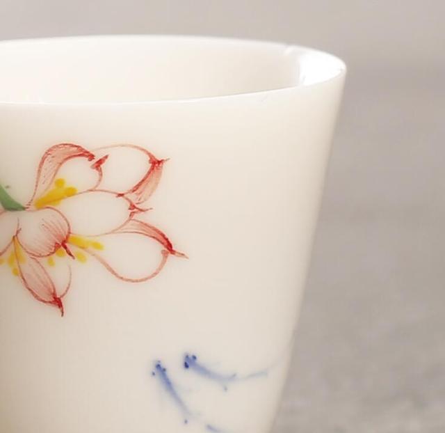 Chiński zestaw ceramiki do herbaty - ręcznie malowane suet jade, 4 sztuki, pojedyncze kubki o pojemności 65ml - Wianko - 5