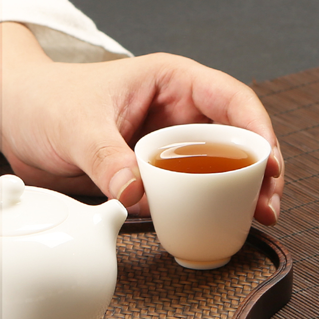 Chiński zestaw ceramiki do herbaty - ręcznie malowane suet jade, 4 sztuki, pojedyncze kubki o pojemności 65ml - Wianko - 2