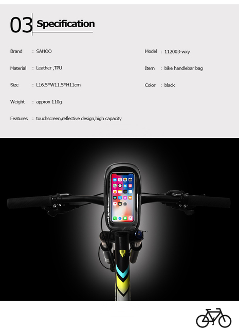 Etui na telefon kierownicze Sahoo 112003 dla rowerów - Modułowy uchwyt do smartfona i sakwa na kierownicę rowerową, dla telefonów o przekątnej 6.5 cala - Wianko - 14