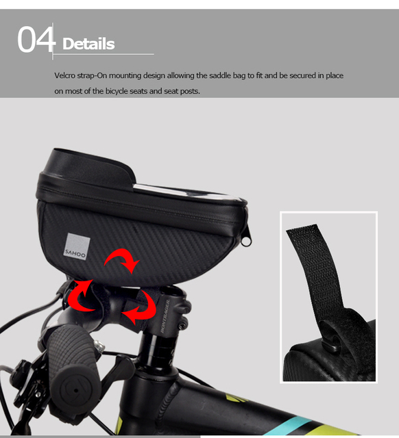 Etui na telefon kierownicze Sahoo 112003 dla rowerów - Modułowy uchwyt do smartfona i sakwa na kierownicę rowerową, dla telefonów o przekątnej 6.5 cala - Wianko - 17